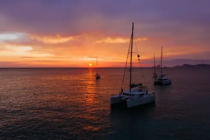Sailing boats on the Mediterranean at sunset